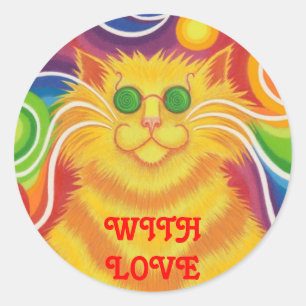Psy-cat-delic 'Met Liefde' ronde sticker