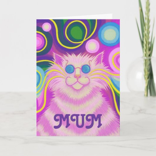 Psy-cat-delic 'MUM' 'groovy verjaardag' kaart (Voorkant)