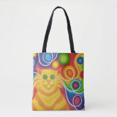 Psy-cat-delic over de hele canvas tas (Voorkant)