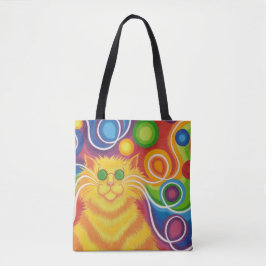 Psy-cat-delic over de hele canvas tas