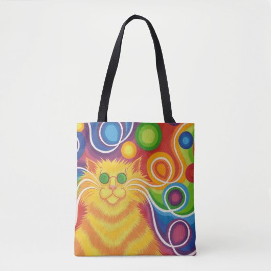 Psy-cat-delic over de hele canvas tas (Voorkant)