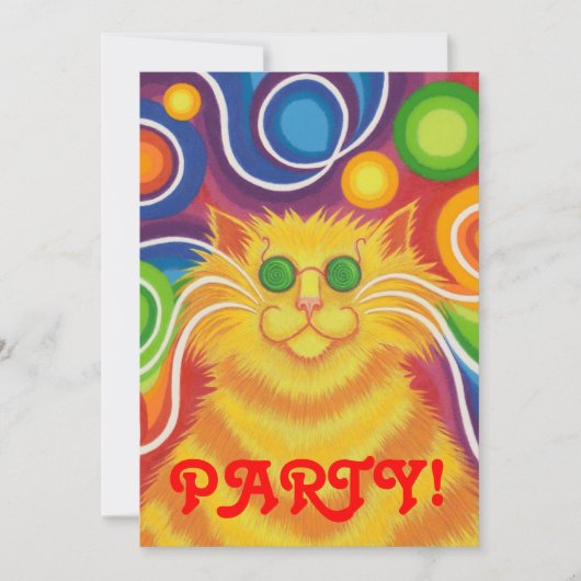 Psy-cat-delic partijuitnodiging verticaal kaart (Voorkant)