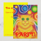 Psy-cat-delic partijuitnodiging verticaal kaart (Voorkant / Achterkant)