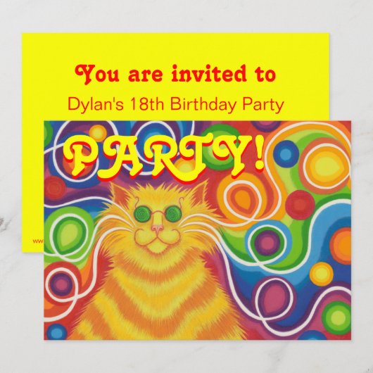 Psy-cat-delic party call rechthoek kaart (Voorkant / Achterkant)