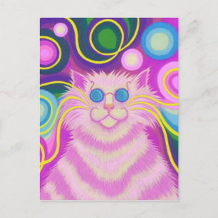 Psy-cat-delic Pink briefkaart verticaal