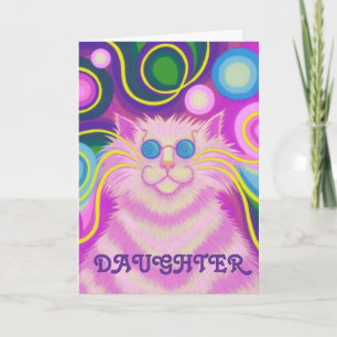 Psy-cat-delic Pink 'Daughter' verjaardagskaart Kaart