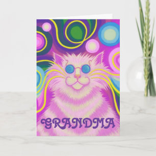 Psy-cat-delic Pink "Grandma"-verjaardagskaart Kaart