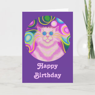 Psy-cat-delic Pink "Happy Birthday"-kaart paars Kaart