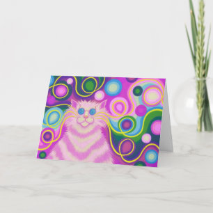 Psy-cat-delic Pink 'Happy Birthday' wenskaart Kaart
