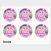 Psy-cat-delic Pink 'Jouw tekst here'-ronde sticker (Vel)