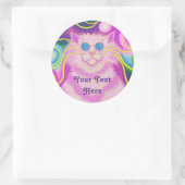 Psy-cat-delic Pink 'Jouw tekst here'-ronde sticker (Tas)