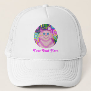 Psy-cat-delic Pink-Jouw tekst-vrachtwagenhoed Trucker Pet