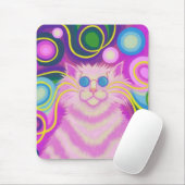 Psy-cat-delic Pink mousepad verticaal Muismat (Met muis)