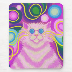 Psy-cat-delic Pink mousepad verticaal Muismat