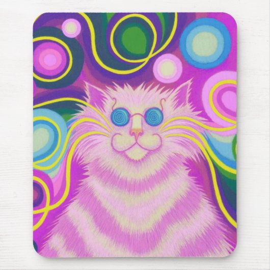 Psy-cat-delic Pink mousepad verticaal Muismat (Voorkant)