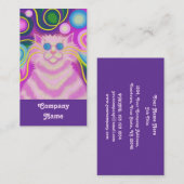 Psy-cat-delic Pink portret paars terug Visitekaartje (Voorkant / Achterkant)