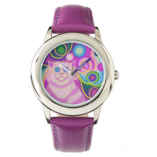 Psy-cat-delic Pink print watch Horloge