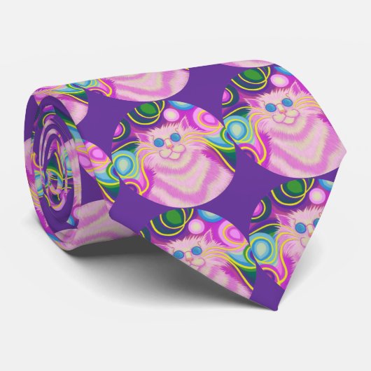 Psy-cat-delic Pink stropdas paars (Opgerold)