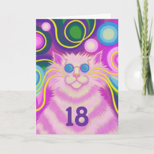 Psy-cat-delic Pink-verjaardagskaart Kaart