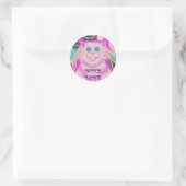 Psy-cat-delic Pink 'With Love'-ronde sticker (Tas)