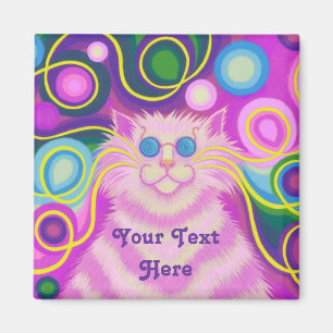 Psy-cat-delic Pink'Jouw tekst' koelkast magnet
