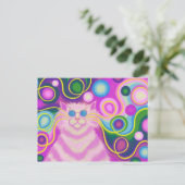 Psy-cat-delic roze briefkaart (Staand voorkant)