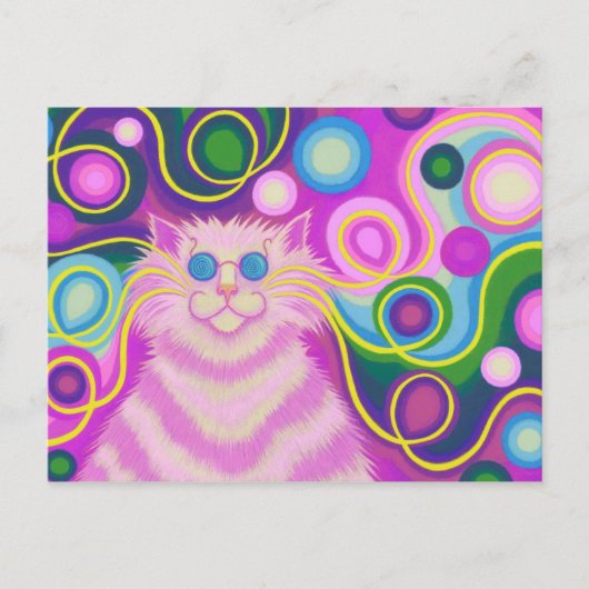 Psy-cat-delic roze briefkaart (Voorkant)