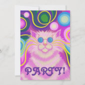 Psy-cat-delic Roze feestuitnodiging verticaal Kaart (Voorkant)
