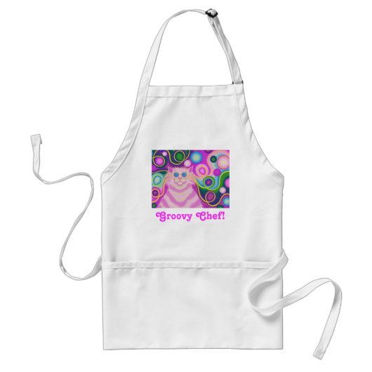 Psy-cat-delic roze 'Groovy Chef' apron Standaard Schort (Voorkant)