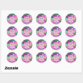 Psy-cat-delic Roze 'Groovy' ronde sticker (Vel)