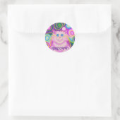 Psy-cat-delic Roze 'Groovy' ronde sticker (Tas)