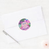 Psy-cat-delic Roze 'Groovy' ronde sticker (Envelop)