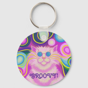 Psy-cat-delic roze "Groovy"-sleutelhanger Sleutelhanger
