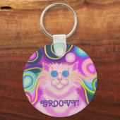 Psy-cat-delic roze "Groovy"-sleutelhanger Sleutelhanger (Voorkant)