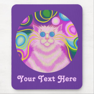 Psy-cat-delic roze "Jouw tekst" paarse mousepad Muismat