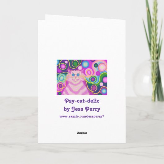 Psy-cat-delic Roze 'Oma' verjaardagskaart Kaart (Achterkant)