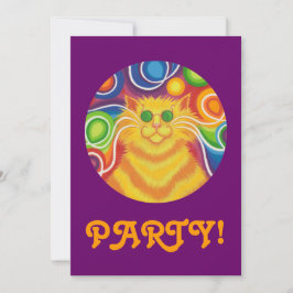 Psy-cat-delic-uitnodiging van de "Partij" paars Kaart
