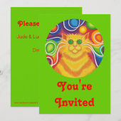 Psy-cat-delic 'You're Uitnodigd'-uitnodiging groen Kaart (Voorkant / Achterkant)