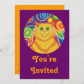 Psy-cat-delic 'You're Uitnodiging' paars Kaart (Voorkant / Achterkant)