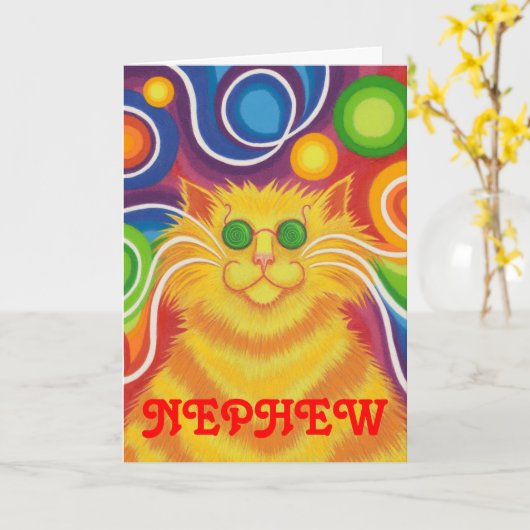 Psy-kat-Delic hip verjaardags" kaart van de "Neef" (Gele Bloem)