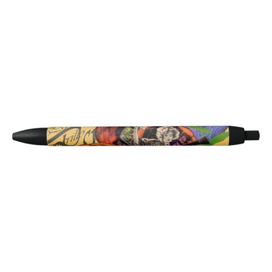 Psycedelische geel zwarte inkt pen (Voorkant)
