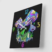 Psycedelische paddenstoelen vierkante klok (Hoek)