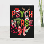 Psych Nurse Christmas Cute Coquette Christmas Bow  Kaart (Voorkant)