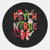 Psych Nurse Christmas Cute Coquette Christmas Bow  Ronde Sticker (Voorkant)