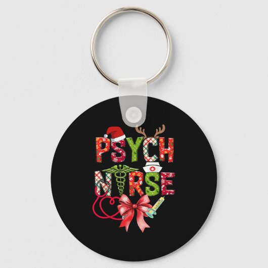 Psych Nurse Christmas Cute Coquette Christmas Bow  Sleutelhanger (Voorkant)