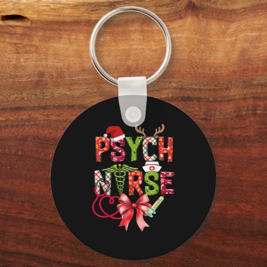 Psych Nurse Christmas Cute Coquette Christmas Bow  Sleutelhanger (Voorkant)