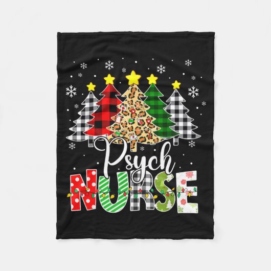 Psych Nurse Xmas Tree Leopard Red Plaid Christmas  Fleece Deken (Voorkant)