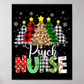 Psych Nurse Xmas Tree Leopard Red Plaid Christmas  Poster (Voorkant)