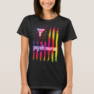 Psych Nursing Us Vlag Psychiatrische Verpleegkunde T-shirt