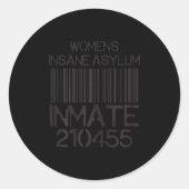 Psych Ward Jail Funny Halloween Costume Insane Asy Ronde Sticker (Voorkant)